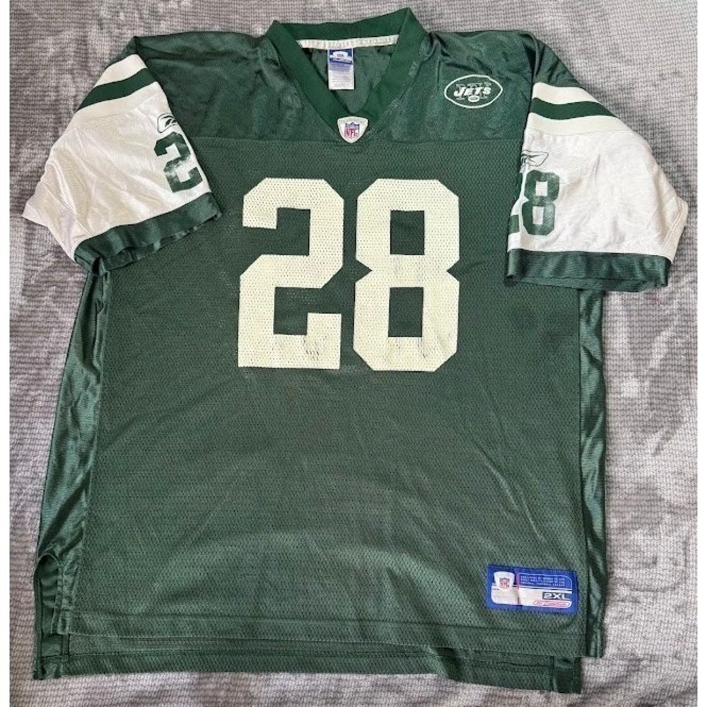 Reebok‎ NFL New York Jets Curtis Martin 28 Jersey Green White Mens 2XL Vintage